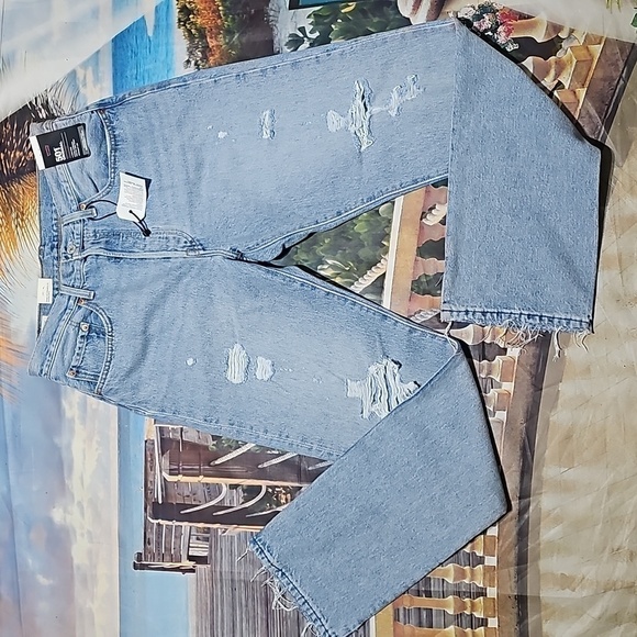 Levi's Premium 501 Distressed Raw Hem Straight Leg Jeans Size 30x32 NWT - Picture 2 of 9